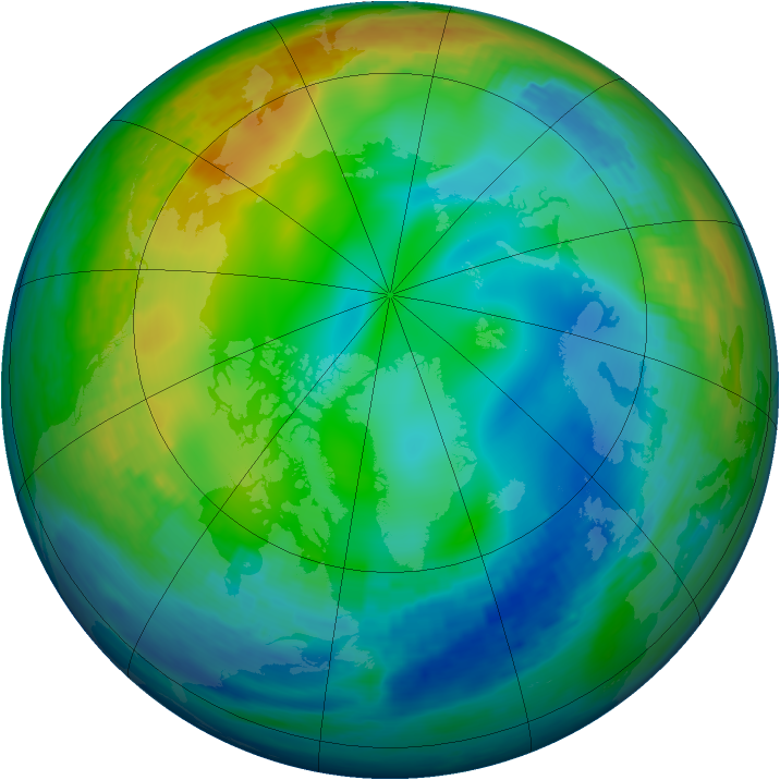 Arctic ozone map for 11 December 1991